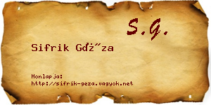 Sifrik Géza névjegykártya